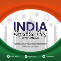 india republiek dag banner met een oriëntatiepunt vector