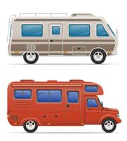 car van caravan camper stacaravan met strand accessoires vector illustratie