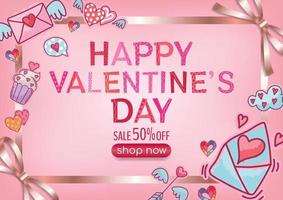 Valentijnsdag banner mooi ontwerp en schattig element vector