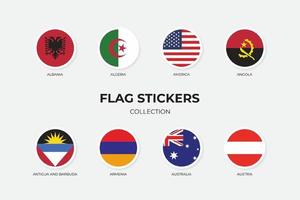 vlagstickers van albanië, algerije, amerika, angola, antigua en barbuda, armenië, australië en oostenrijk vector