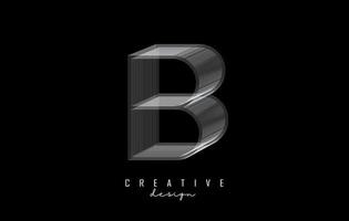 witte lijnen letter b-logo. creatief lijn vector illustratie ontwerp met 3D-effect.