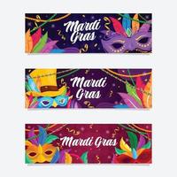 mardi gras masker en kralen banners vector
