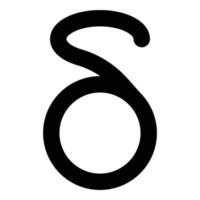 delta grieks symbool kleine letter kleine letter lettertype pictogram zwarte kleur vector illustratie vlakke stijl afbeelding