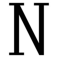 nu grieks symbool hoofdletter hoofdletter lettertype pictogram zwarte kleur vector illustratie vlakke stijl afbeelding