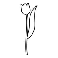bloem tulp plant silhouet pictogram overzicht zwarte kleur vector illustratie vlakke stijl afbeelding