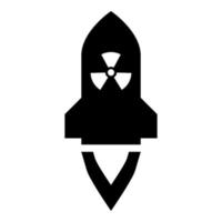 atoomraket vliegende nucleaire raket wapens radioactieve bom militair concept pictogram zwarte kleur vector illustratie vlakke stijl afbeelding