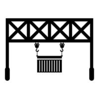 poort loader spoorweg kraan met lading container hijs goederen logistieke technologie terminal service pictogram zwarte kleur vector illustratie vlakke stijl afbeelding