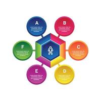 3D-moderne kleurrijke infographic, presentatie- en informatiemateriaalsjabloon, circulaire stijl, reclame, vectorontwerp vector