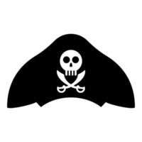 piraat hoed met schedel en sabel machete pictogram zwarte kleur vector illustratie vlakke stijl afbeelding