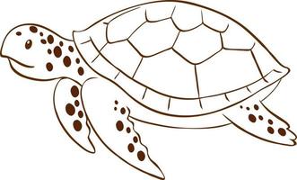 schildpad in doodle eenvoudige stijl op witte achtergrond vector
