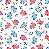 naadloos patroon met veelkleurige puzzels. eindeloze textuur met bordspel doodle elementen. vector illustratie