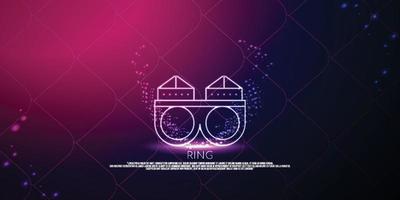 ring digitaal concept, ontwerp in deeltjesstijl. wireframe lichtgewicht verbindingsstructuur, banner, logo, label en poster, vectorillustratie vector