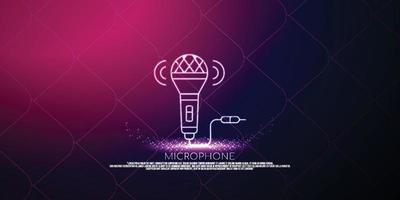 microfoon digitaal concept, ontwerp in deeltjesstijl. wireframe lichtgewicht verbindingsstructuur, banner, logo, label en poster, vectorillustratie vector