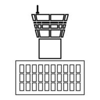 luchthaven verkeerstoren luchthaven gebouw vlucht verkeerstoren pictogram overzicht zwarte kleur vector illustratie vlakke stijl afbeelding