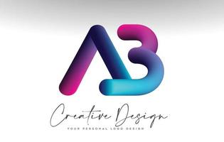 ab letter logo met blauw paars verloop 3d look vector illustratie