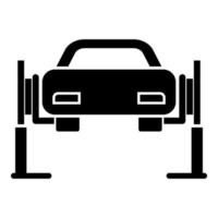 auto lift auto reparatie service concept auto op fix lift auto opgeheven op auto lift pictogram zwarte kleur vector illustratie vlakke stijl afbeelding