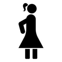 vrouw stok pictogram zwarte kleur vector illustratie vlakke stijl afbeelding