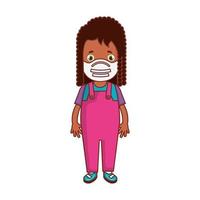 schattig meisje afro met gezichtsmasker geïsoleerd pictogram vector