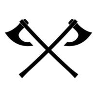 twee strijdbijlen Vikingen pictogram zwarte kleur vector illustratie vlakke stijl afbeelding
