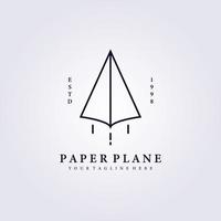 eenvoudig reislogo papier vliegtuig lijntekeningen vector minimalistisch illustratieontwerp
