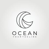 oceaan logo, grote golf logo vector illustratie ontwerp grafisch, zonsondergang of zonsopgang logo