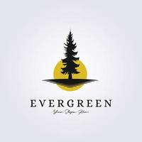 retro vintage dennenboom groenblijvend bos logo vector illustratie ontwerp