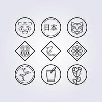 set en bundel van kamon, japans familie symbool logo stempel vector illustratie ontwerp pictogram vector illustratie lijn kunst eenvoudig modern