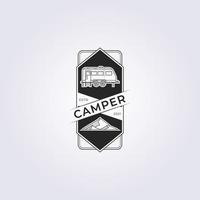 overland camper buiten berg logo vector illustratie ontwerp abstract vintage retro
