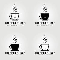 een kopje koffie, coffeeshop-logo, slim vectorillustratie-logo-ontwerp, set-logo, café-logo-ontwerp vector