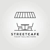 straat café, terras café logo vector illustratie ontwerp grafisch, lijntekeningen logo symbool