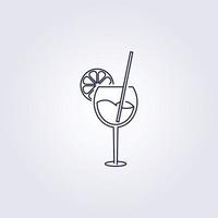 enkele cocktail hand lijn getrokken eenvoudig pictogram glas illustratie drankje symbool cocktail logo vector sjabloonontwerp