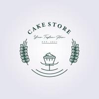 bakkerij winkel cupcake dessert taart lijntekeningen logo vector illustratie ontwerp simple