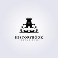 fantasie kasteel opkomst uit een boek logo vector illustratie ontwerp vintage klassiek oud logo ontwerp