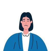 geïsoleerde trieste avatar vrouw vector design