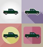 auto vervoer pick-up plat pictogrammen vector illustratie