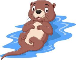 cartoon grappige otter drijvend op het water vector