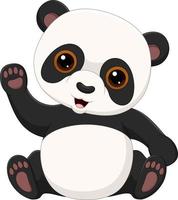 schattige kleine panda zwaaien geïsoleerd op witte achtergrond vector