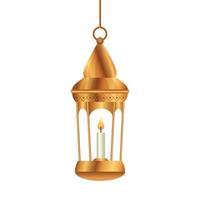 ramadan kareem lantaarn gouden hangende, arabische islam cultuur decoratie op witte achtergrond vector