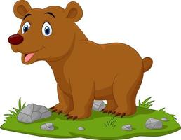 cartoon gelukkige baby beer in het gras vector