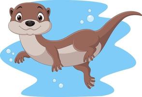 cartoon grappige otter drijvend op het water