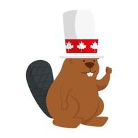 Canadese bever met hoed van happy canada day vector design