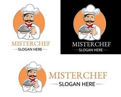 illustratie vector ontwerp van chef-kok logo mascotte sjabloon