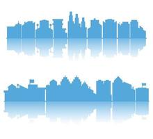 silhouet stad skyline set vectorillustratie vector