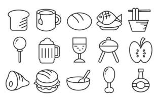 lijnpictogrammen voor eten en drinken vector