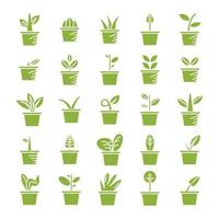 groene kamerplant iconen set vector