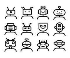 set cartoon robot profiel iconen vector