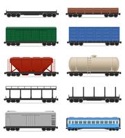 Stel pictogrammen spoorwagon trein vectorillustratie vector