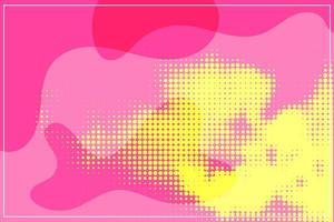 abstract vloeibaar roze met gele halftone willekeurige achtergrond gestippeld patroon, stip, cirkels. vector moderne kunsttextuur voor posters, visitekaartjes, omslag, etikettenmodel, stickerslay-out