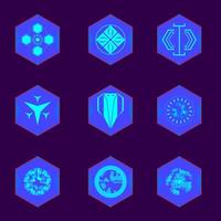 sci-fi spel vector icon set.