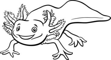 cartoon axolotl dierlijk karakter kleurboekpagina vector